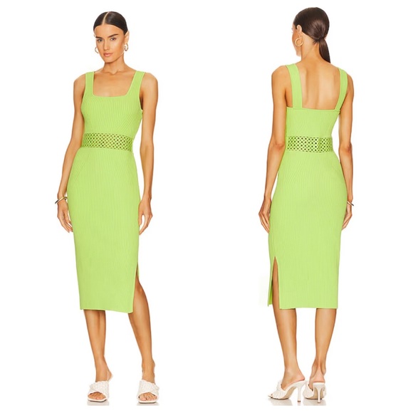 Jonathan Simkhai Dresses & Skirts - NEW Jonathan Simkhai Loren Compact Crochet Rings Midi Dress Lime Green